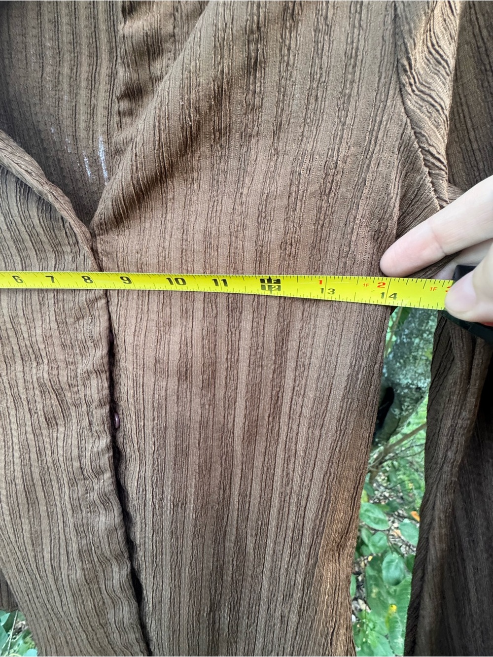 Brown Ribbed Long-Sleeve Button-Front Top - Picture 5 of 6